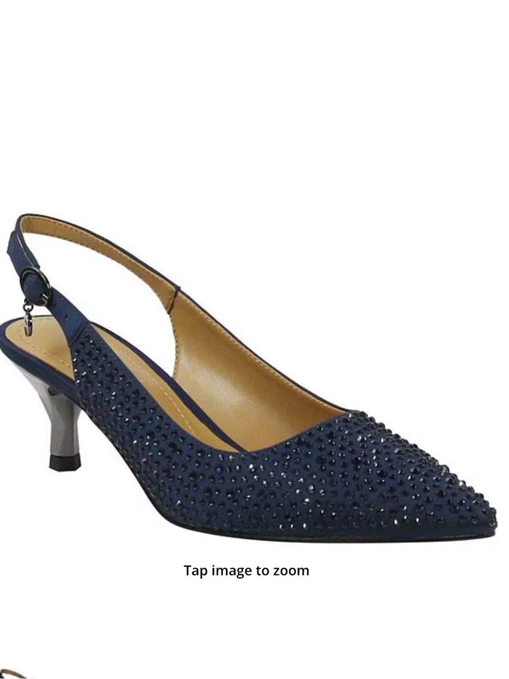 J.Renee Navy Crystal-Embellished Slingback Kitten Heel
Worn once